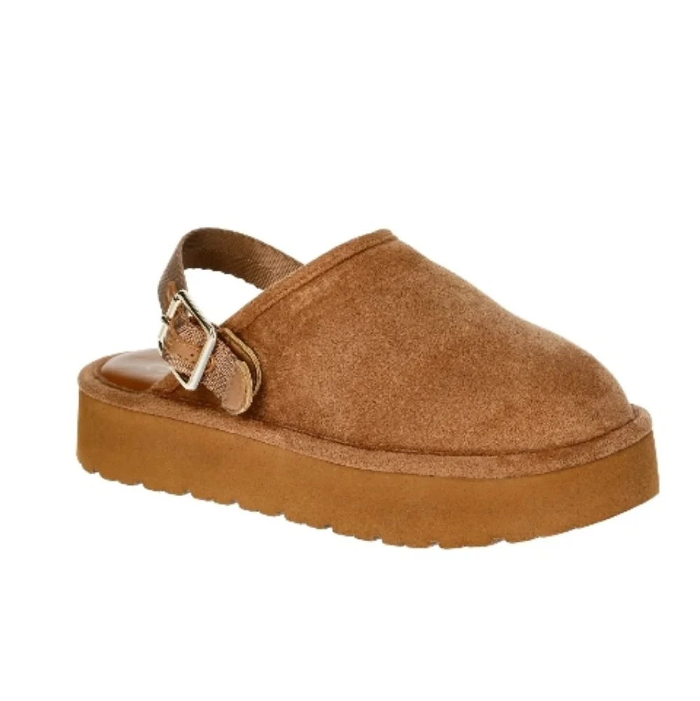 Madden NYC Cognac Clog Sherpa Lined Girls Sz 4
